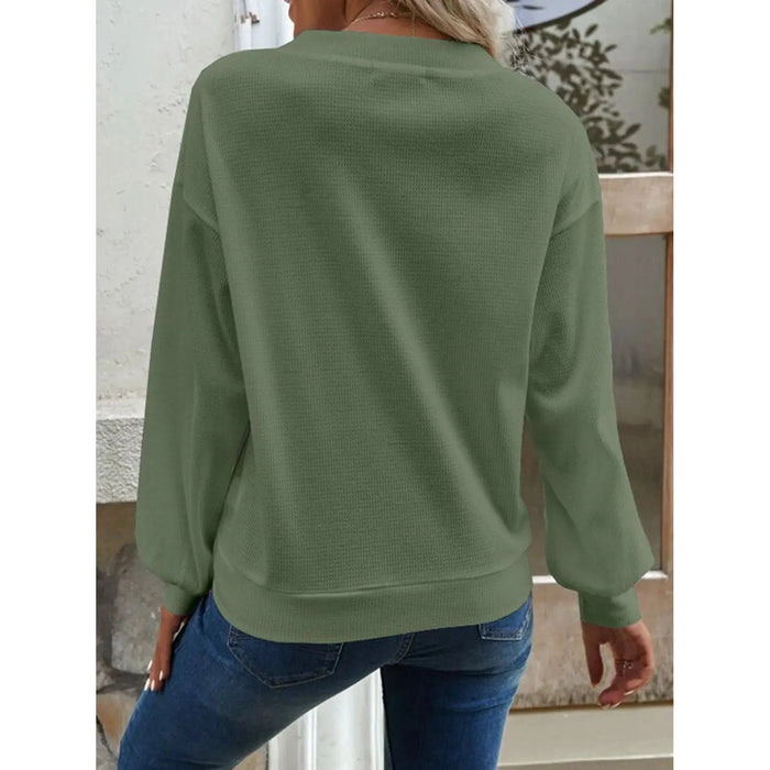 V-Neck Dropped Shoulder Blouse