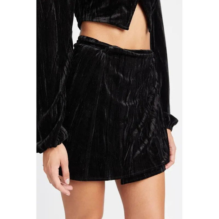 VELVET MINI WRAPPED SKIRT