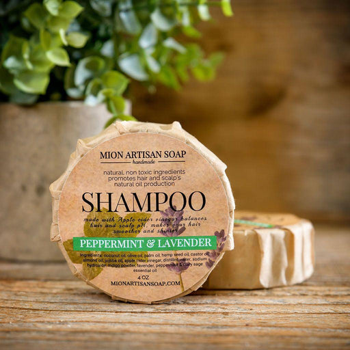 MION Artisan Soap Co. Shampoo Bar | Peppermint & Lavender | Apple Cider Vinegar | for oily hair