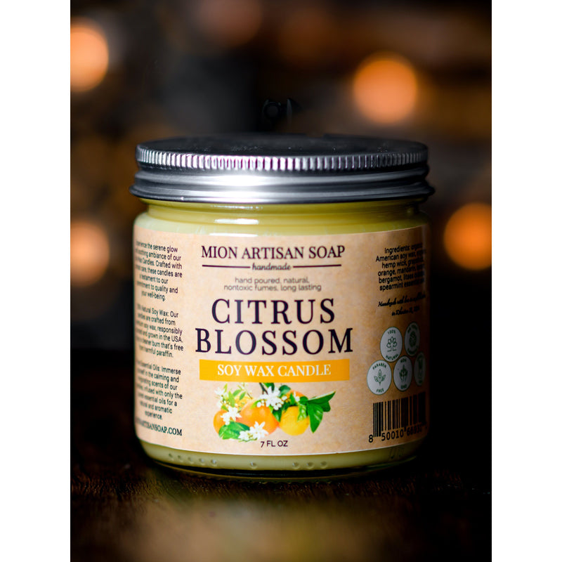 MION Artisan Soap Co. Soy Wax Candle - Citrus Blossom | Long Lasting | 100% Natural