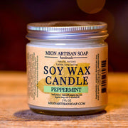 MION Artisan Soap Co. Peppermint Soy Wax Candle | Long Lasting | 100% Natural