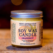 MION Artisan Soap Co. Grapefruit Soy Wax Candle |Long Lasting | 100% Natural