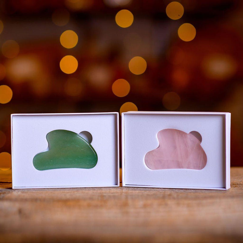 MION Artisan Soap Co. Gua Sha Facial Massaging Tool | Jade and Quartz