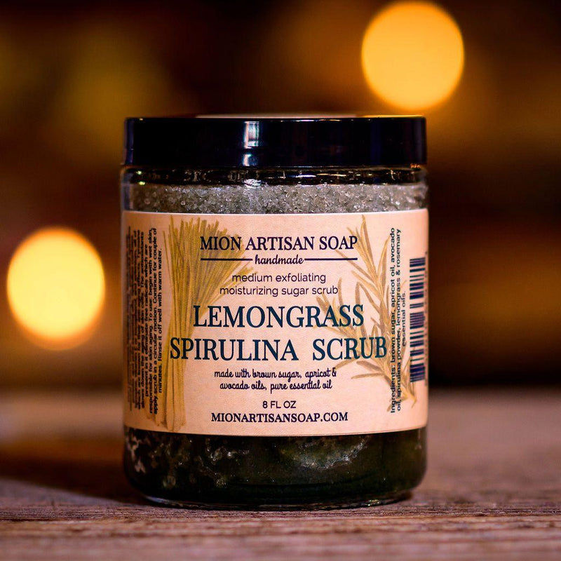 MION Artisan Soap Co. Lemongrass Spirulina Sugar Scrub | Medium