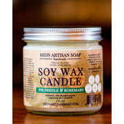 MION Artisan Soap Co. Fir Needle & Rosemary Soy Wax Candle | Long Lasting | 100% Natural