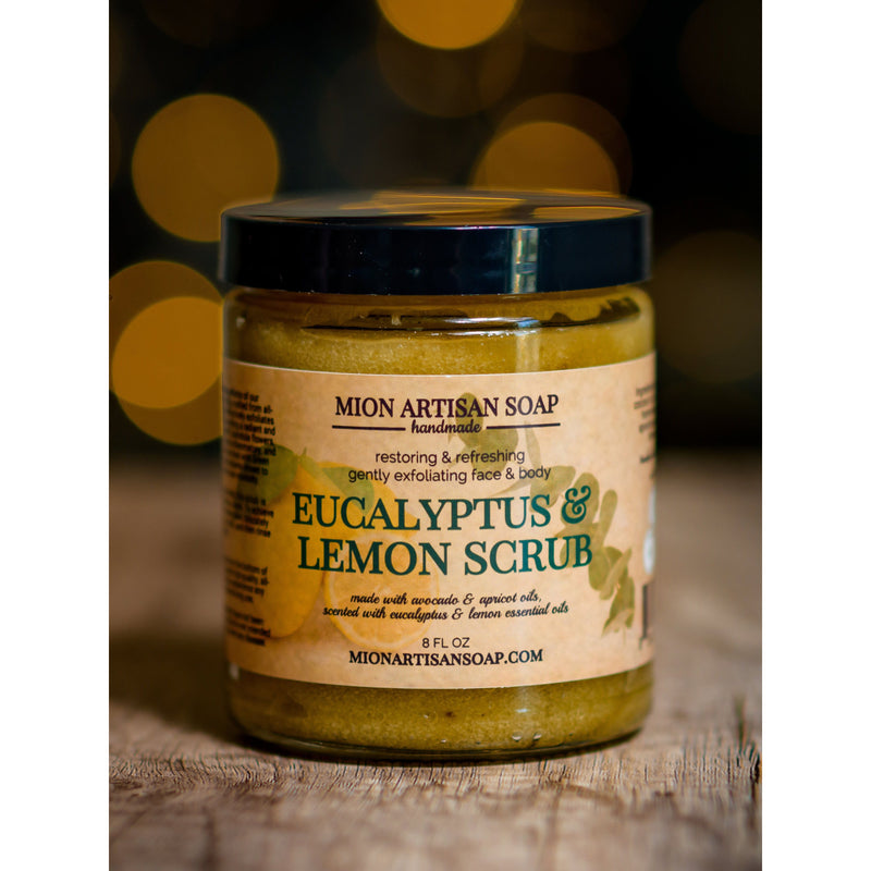 MION Artisan Soap Co. Eucalyptus and Lemon Sugar Scrub | Gentle