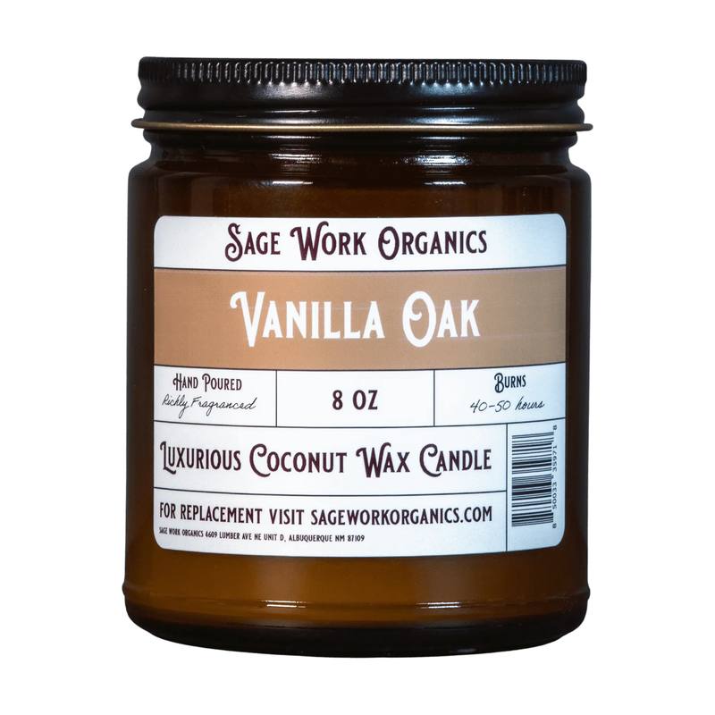 SageWork Organics Vanilla & Oak Candle Scented Candles