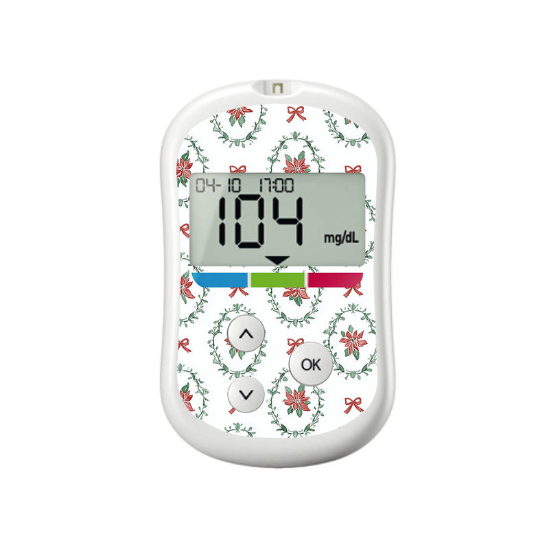 Peelz Poinsettia Parade OneTouch Verio Flex Glucometer Sticker - Pump Peelz Peelz/Stickers