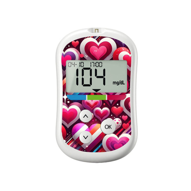 Peelz Sparkly Hearts for OneTouch Verio Flex Glucometer Peelz/Stickers