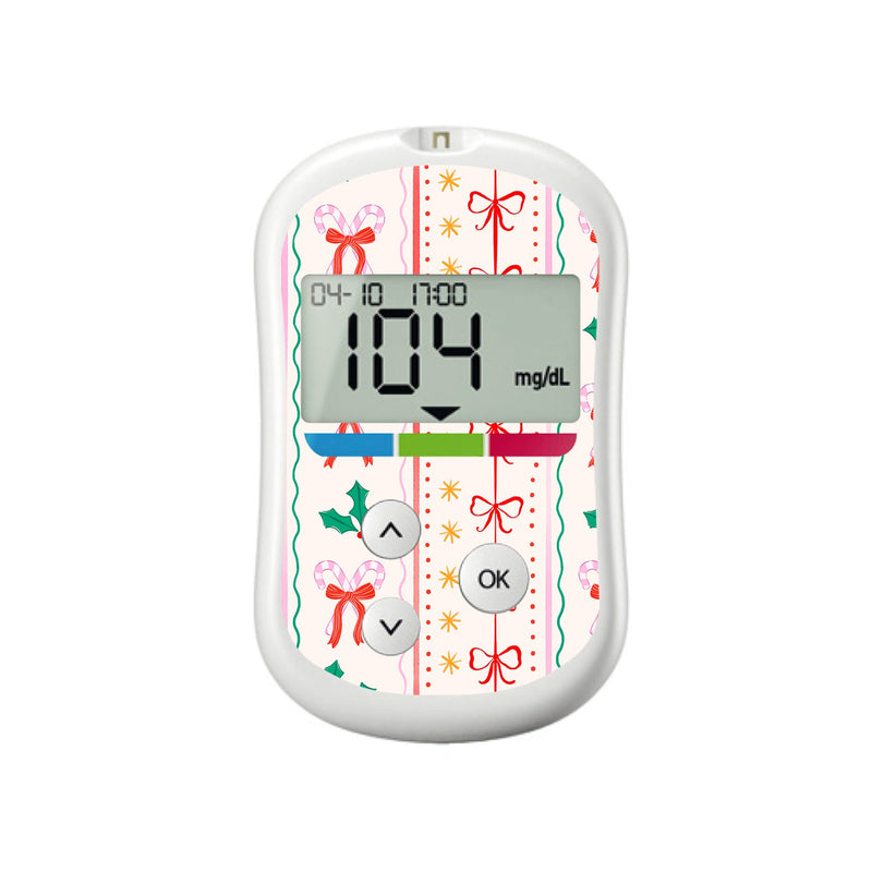 Peelz Holly Jolly Ribbon OneTouch Verio Flex Glucometer Sticker - Pump Peelz Peelz/Stickers