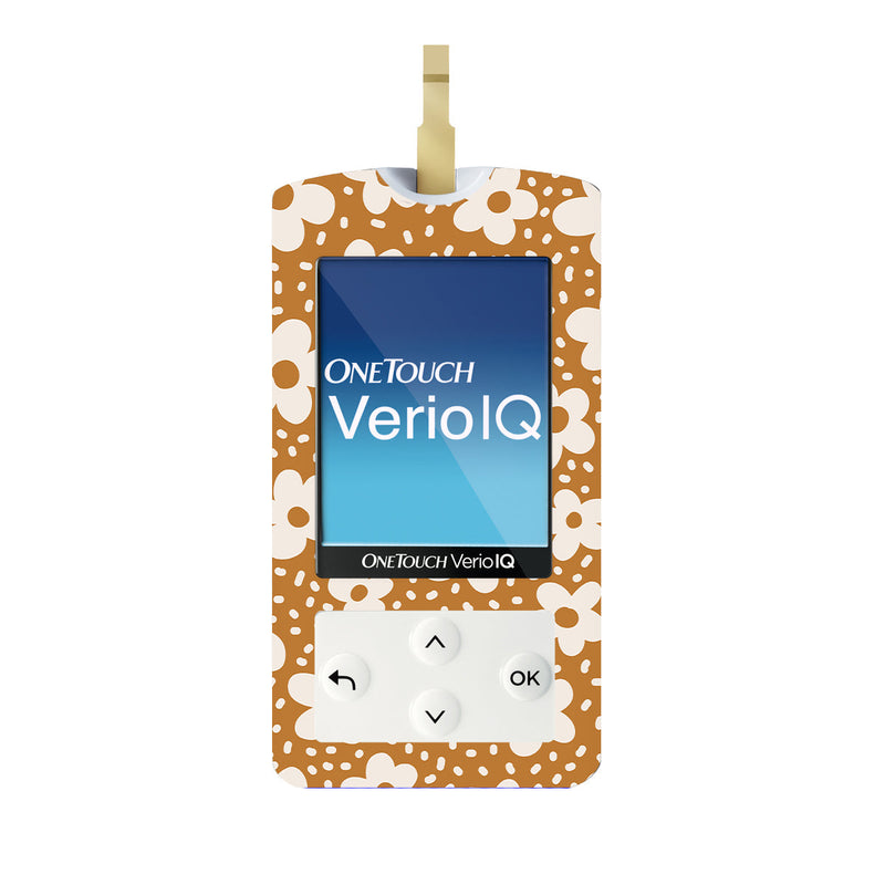 Peelz Caramel Daisies OneTouch Verio IQ Glucometer Sticker - Pump Peelz Peelz/Stickers