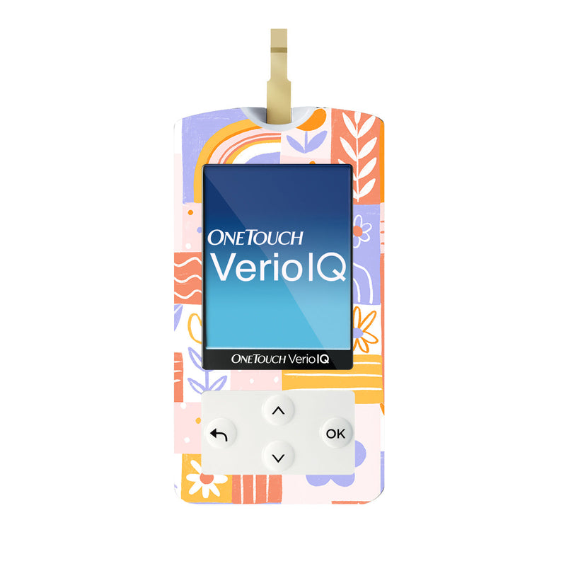 Peelz Wildflower Doodle OneTouch Verio IQ Glucometer Sticker - Pump Peelz Peelz/Stickers