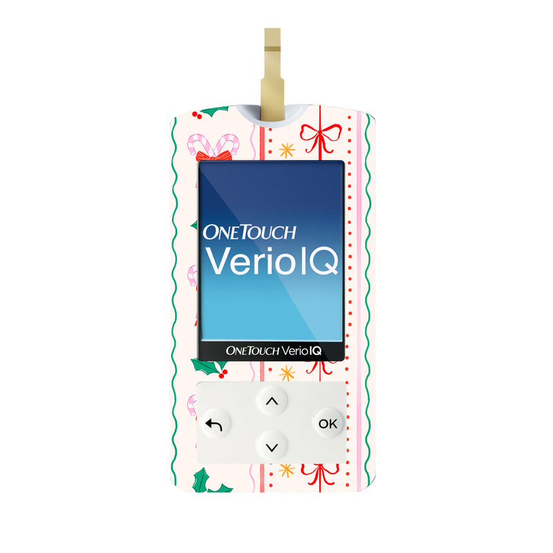 Peelz Holly Jolly Ribbon OneTouch Verio IQ Glucometer Sticker - Pump Peelz Peelz/Stickers