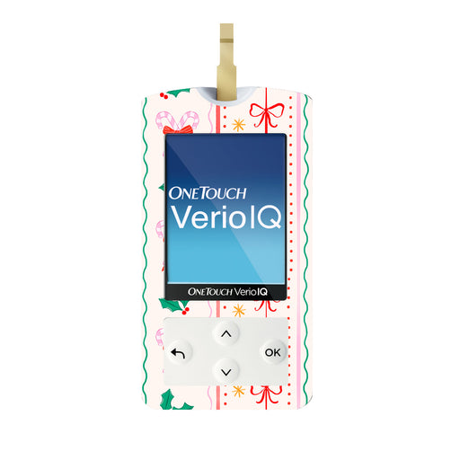 Peelz Holly Jolly Ribbon OneTouch Verio IQ Glucometer Sticker - Pump Peelz Peelz/Stickers