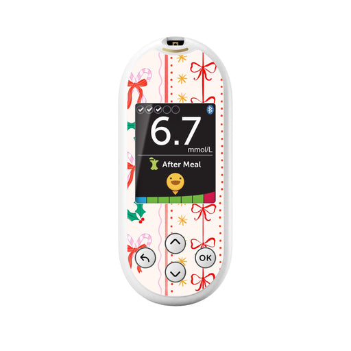 Peelz Holly Jolly Ribbon OneTouch Verio Reflect Glucometer - Pump Peelz Peelz/Stickers