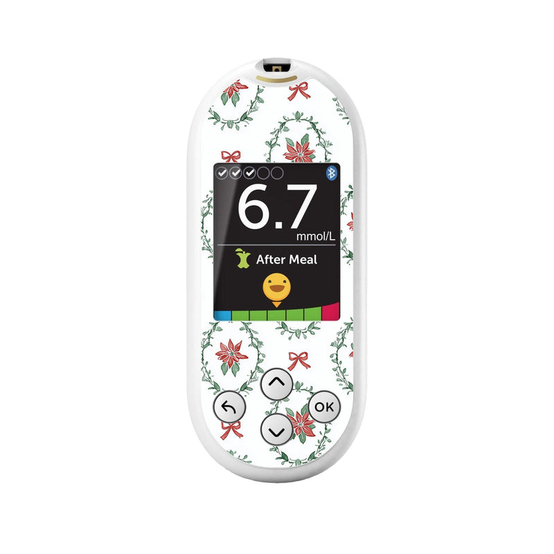 Peelz Poinsettia Parade OneTouch Verio Reflect Glucometer - Pump Peelz Peelz/Stickers