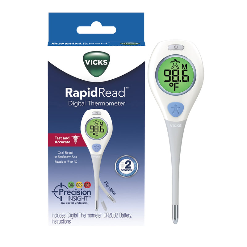 Vicks Vicks Rapid Read Digital Thermometer, for Oral, Rectal or Underarm Use, All Ages, White BIOMETRIC MONITORS