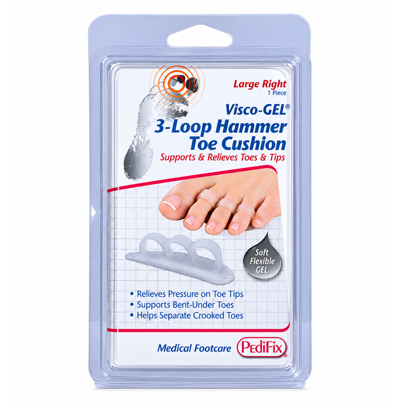 PediFix PediFix® Visco-GEL® 3-Loop Hammer Toe Cushion (#P1036-LR) Large Right Foot Care Light Steel Blue
