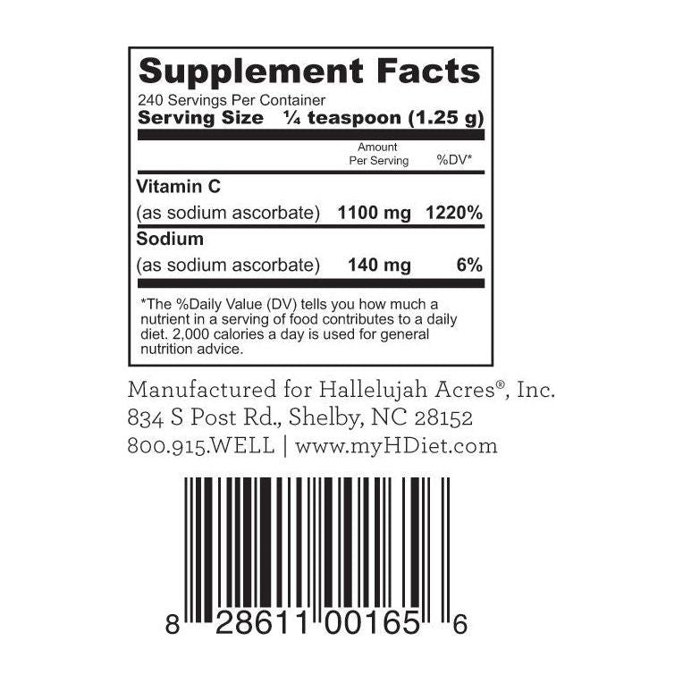 Hallelujah Diet Vitamin C Powder (Sodium Ascorbate) Vitamins & Supplements