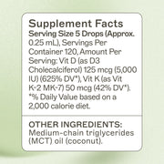 AMMD Vitamin D3/K2 5,000 IU Liquid Supplement