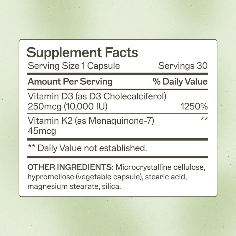 Vitamin D3/K2 10,000 IU Capsules