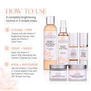 Glimmer Goddess® Organic Skin Care Vitamin C 6-Step Anti-Aging System – Complete Brightening Routine with SPF 30 Gift Packs & Value Sets White Smoke 6 Pc System