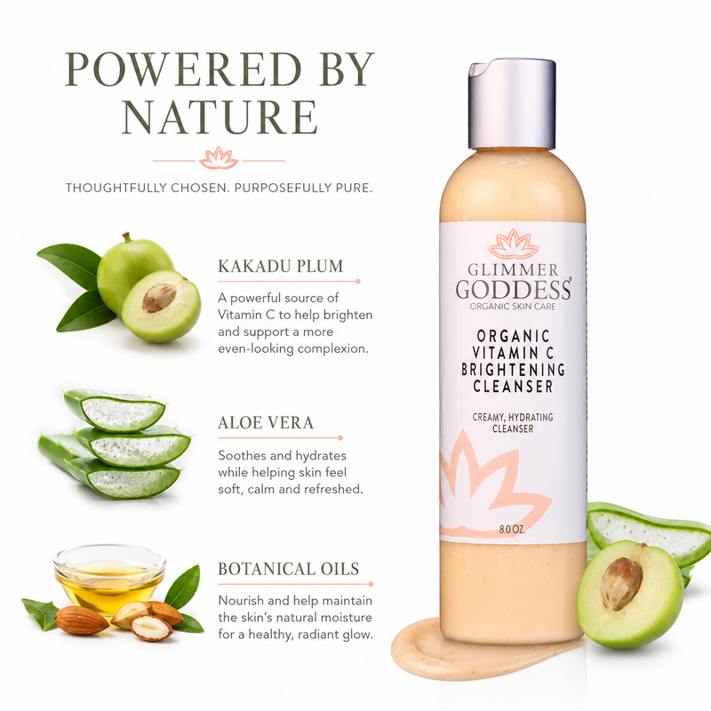 Glimmer Goddess® Organic Skin Care Organic Vitamin C Brightening Cleanser – Gentle Face Wash Cleansers & Scrubs White Smoke