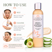 Glimmer Goddess® Organic Skin Care Organic Vitamin C Brightening Cleanser – Gentle Face Wash Cleansers & Scrubs White Smoke