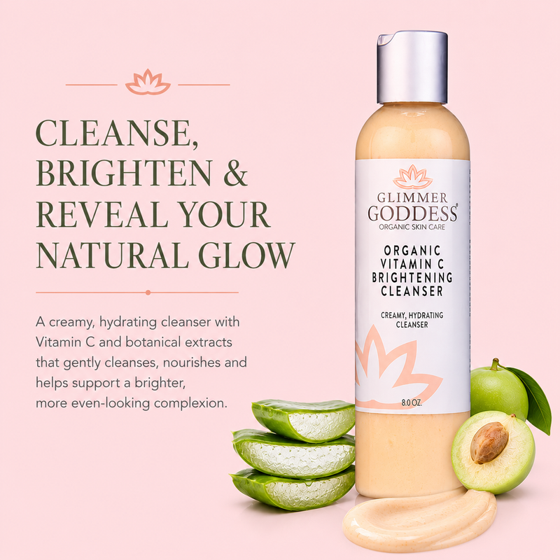 Glimmer Goddess® Organic Skin Care Organic Vitamin C Brightening Cleanser – Gentle Face Wash Cleansers & Scrubs Misty Rose