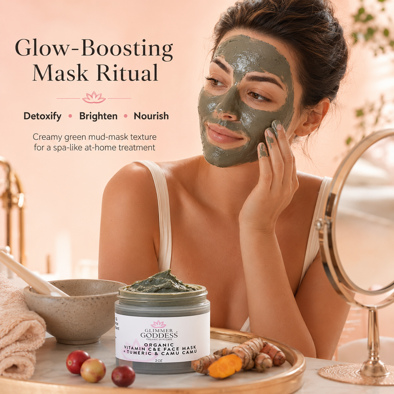 Glimmer Goddess® Organic Skin Care Organic Vitamin C & E Brightening Face Mask Masks & Peels