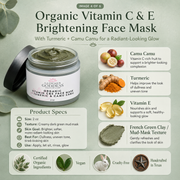 Glimmer Goddess® Organic Skin Care Organic Vitamin C & E Brightening Face Mask Masks & Peels