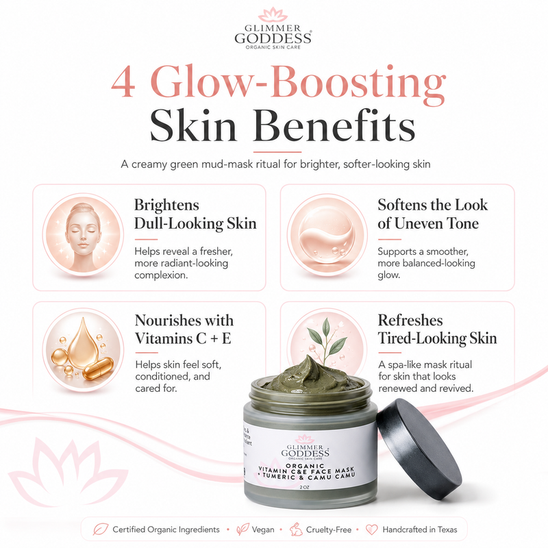 Glimmer Goddess® Organic Skin Care Organic Vitamin C & E Brightening Face Mask Masks & Peels