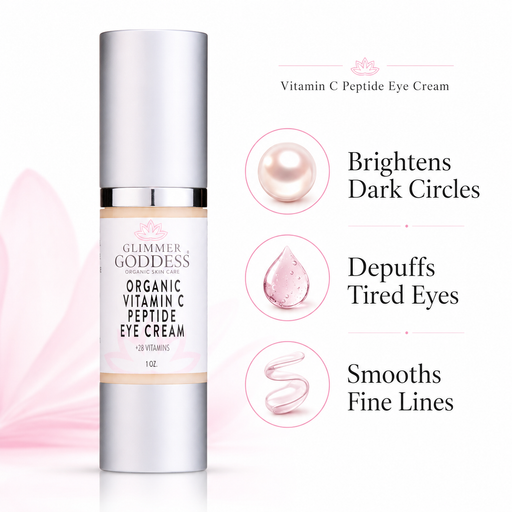 Glimmer Goddess® Organic Skin Care Organic Vitamin C Eye Serum – Peptide Treatment for Dark Circles For Eyes