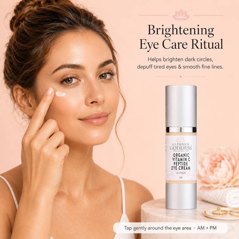 Glimmer Goddess® Organic Skin Care Organic Vitamin C Eye Serum – Peptide Treatment for Dark Circles For Eyes