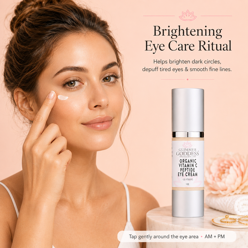 Glimmer Goddess® Organic Skin Care Organic Vitamin C Eye Serum – Peptide Treatment for Dark Circles For Eyes