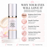 Glimmer Goddess® Organic Skin Care Organic Vitamin C Eye Serum – Peptide Treatment for Dark Circles For Eyes