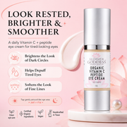 Glimmer Goddess® Organic Skin Care Organic Vitamin C Eye Serum – Peptide Treatment for Dark Circles For Eyes