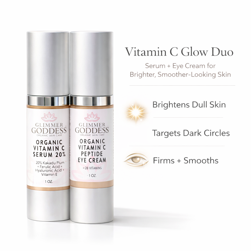 Glimmer Goddess® Organic Skin Care Organic Vitamin C Glow Duo – 20% Vitamin C + Peptide Eye Serum Serums