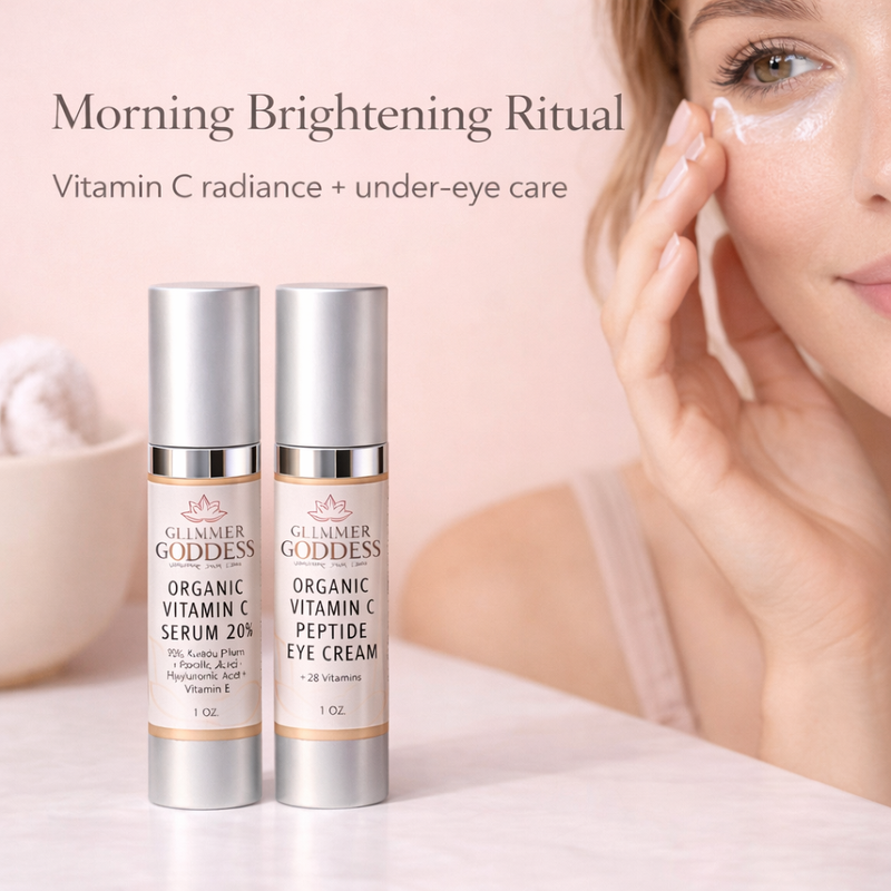 Glimmer Goddess® Organic Skin Care Organic Vitamin C Glow Duo – 20% Vitamin C + Peptide Eye Serum Serums