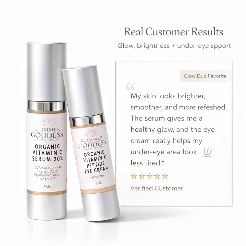 Glimmer Goddess® Organic Skin Care Organic Vitamin C Glow Duo – 20% Vitamin C + Peptide Eye Serum Serums