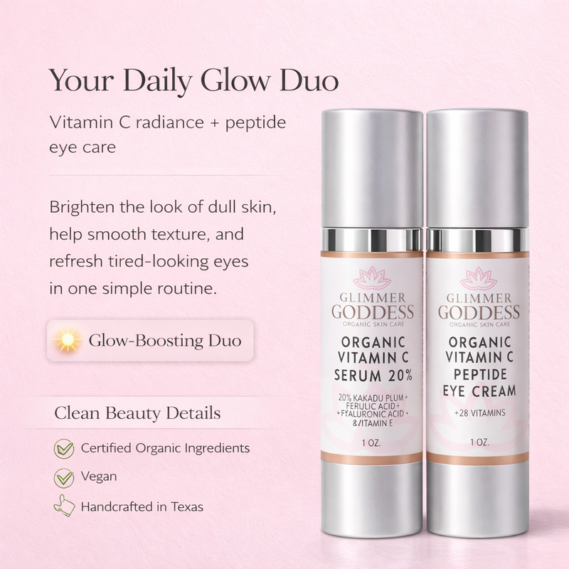 Glimmer Goddess® Organic Skin Care Organic Vitamin C Glow Duo – 20% Vitamin C + Peptide Eye Serum Serums