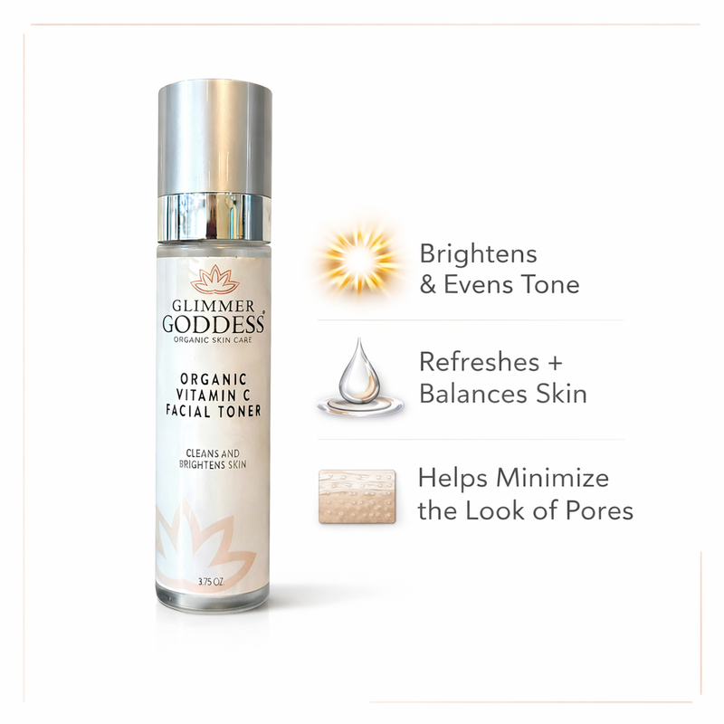 Glimmer Goddess® Organic Skin Care Organic Vitamin C Facial Toner – Natural Brightening Astringent Cleansers & Scrubs