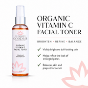 Glimmer Goddess® Organic Skin Care Organic Vitamin C Facial Toner – Natural Brightening Astringent Cleansers & Scrubs White Smoke