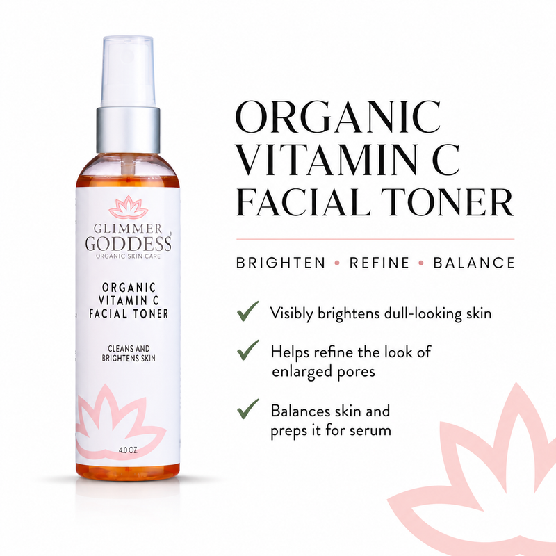 Glimmer Goddess® Organic Skin Care Organic Vitamin C Facial Toner – Natural Brightening Astringent Cleansers & Scrubs White Smoke