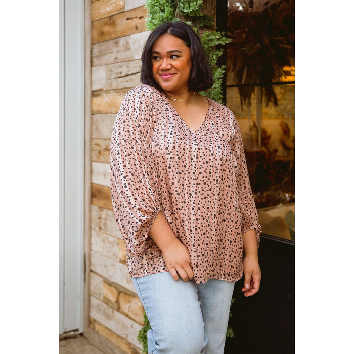 Vivian Satin Blouse in Rose Gold