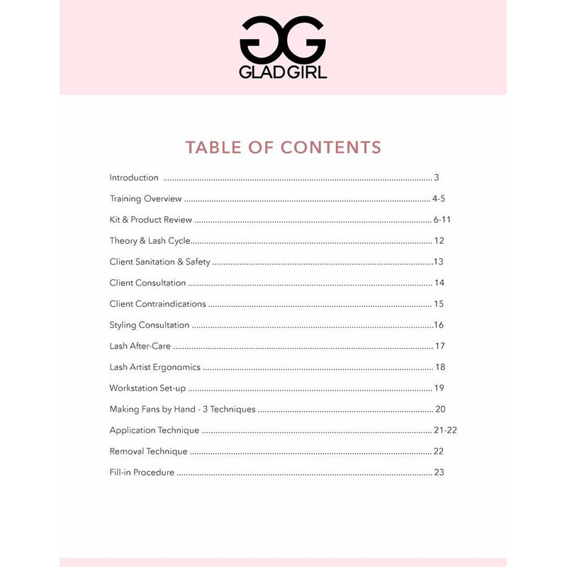 GladGirl Eyelash Extension Volume Application Training Manual Marketing
