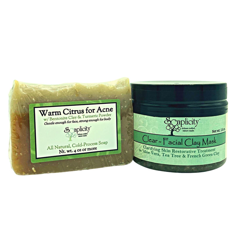 Soaplicity Clear Skincare Sets for Oily Skin Bundles White Smoke Clear Facial Soap & Serum,Clear Facial Soap & Mask,Clear Facial Trio (Soap, Mask & Serum)