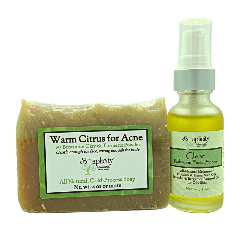 Soaplicity Clear Skincare Sets for Oily Skin Bundles White Smoke Clear Facial Soap & Serum,Clear Facial Soap & Mask,Clear Facial Trio (Soap, Mask & Serum)