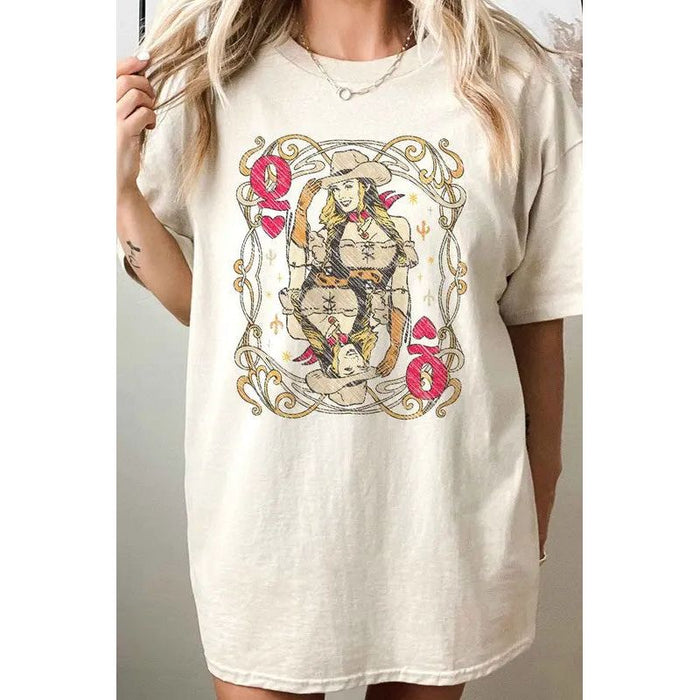 Western Queen Of Hearts Oversized Tee