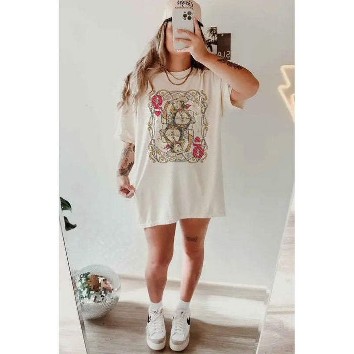 Western Queen Of Hearts Oversized Tee